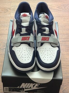 Brand New: Air Jordan 312 Legacy White Navy Red Sneakers.